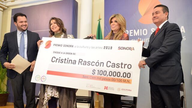 Cristina Rascón Castro, resultó ganadora del Premio Sonora a la Cultura y las Artes 2019, mientras que Alejandro Serrano gana el Premio Literario de Primarias.