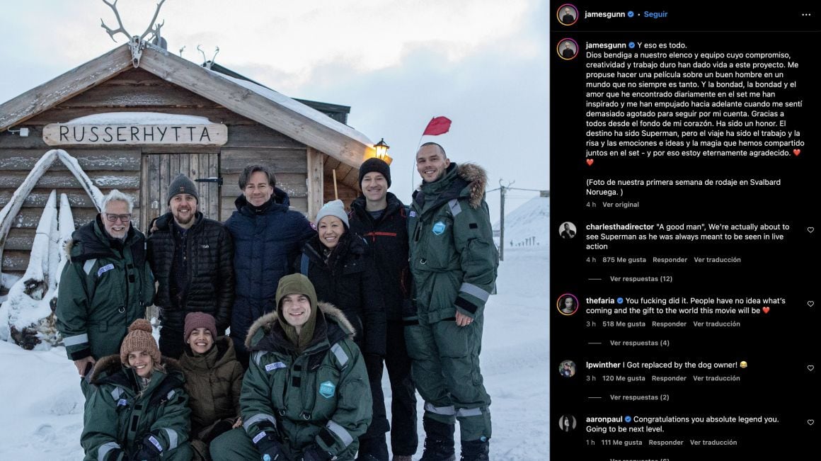 James Gunn con el elenco de Superman Legacy