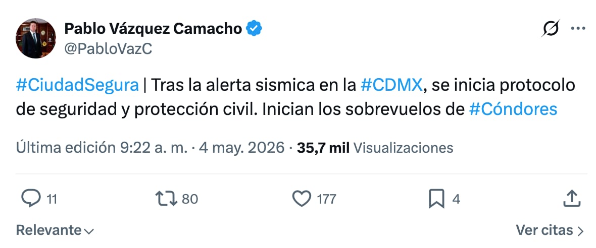 Pronunciamientos ante el sismo de 5.6 este 4 de mayo