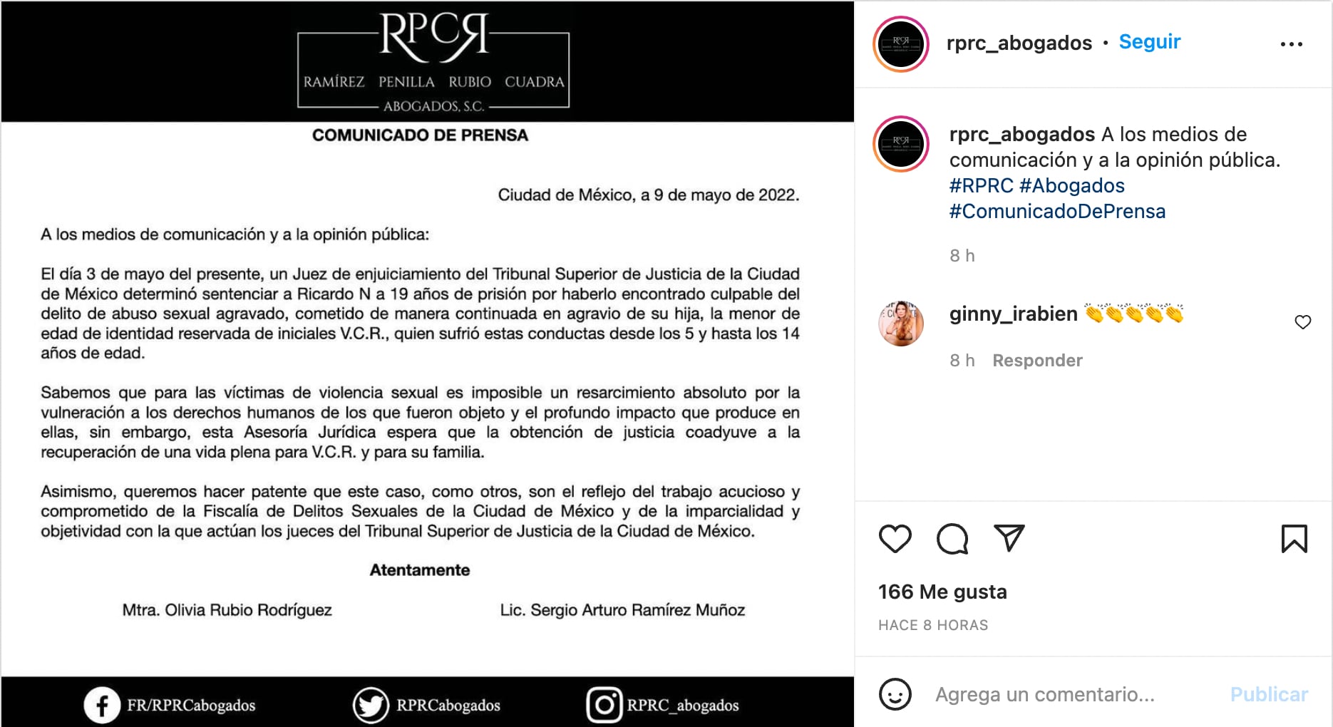 Abogados confirman sentencia de Ricardo Crespo