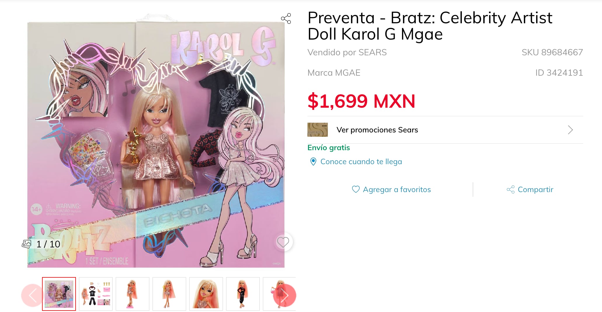 Muñeca Bratz de Karol G en preventa en México