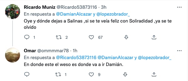 Críticas a Damián Alcázar por asegurar que AMLO es el mejor presidente que haya tenido México en Twitter