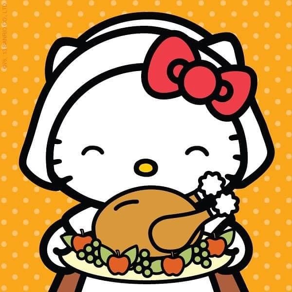 Dibujos de Hello Kitty por el Día de Acción de Gracias para colorear