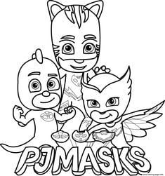 Plantillas de Pj Masks para colorear: Gekko y su equipo de héroes