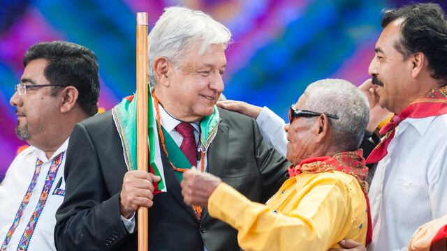 El presidente Andrés Manuel López Obrador en el Zócalo de la Ciudad de México.