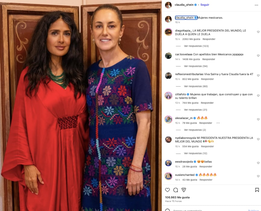 Salma Hayek y Claudia Sheinbaum