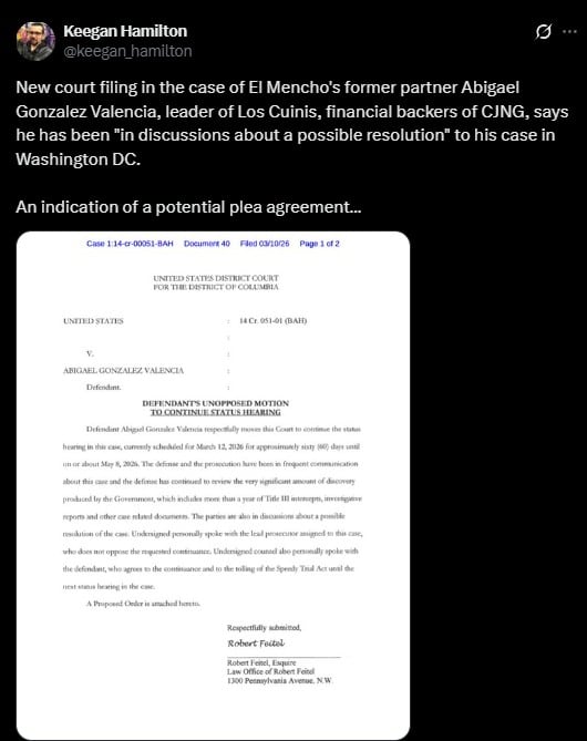 Abigael González Valencia, líder de Los Cuinis, se declararía culpable en Estados Unidos