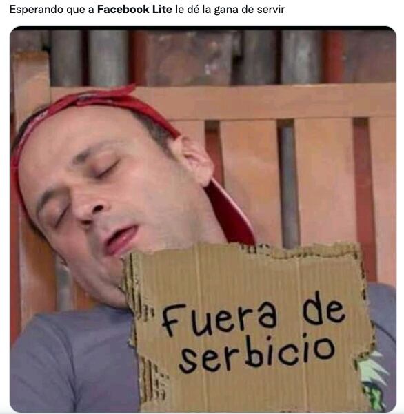 Tuit caída de Facebook Lite