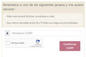 Registro de vacunación para menores de 12 a 17 años