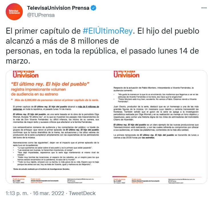 Comunicado de Televisa Univisión