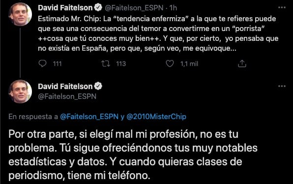 Tuit David Faitelson vs MisterChip