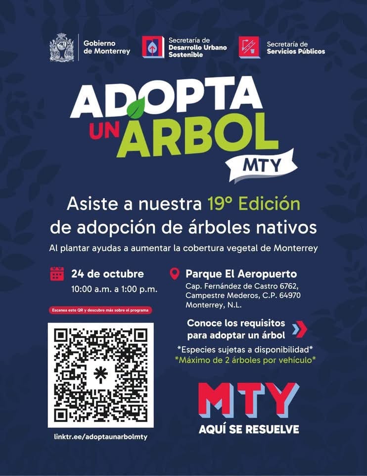 Monterrey realizará la 19.ª edición de Adopta un Árbol MTY.