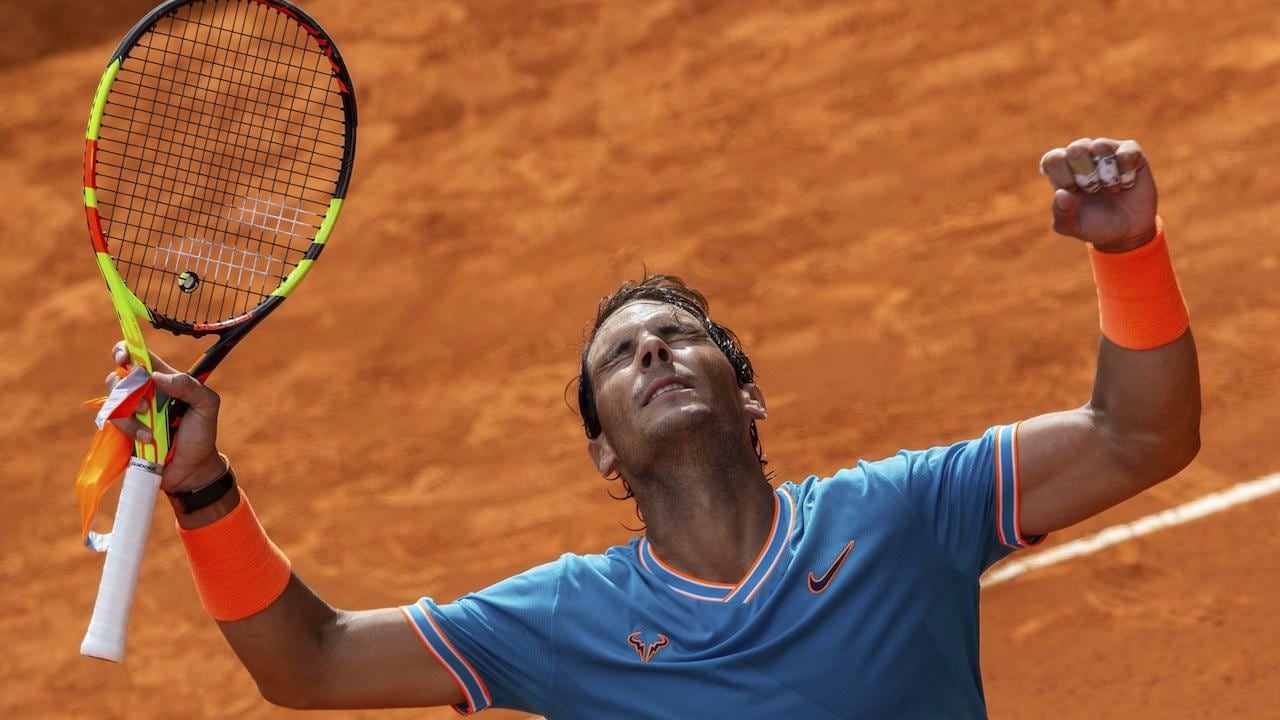 Rafael Nadal celebra el triunfo en la Caja Mágica