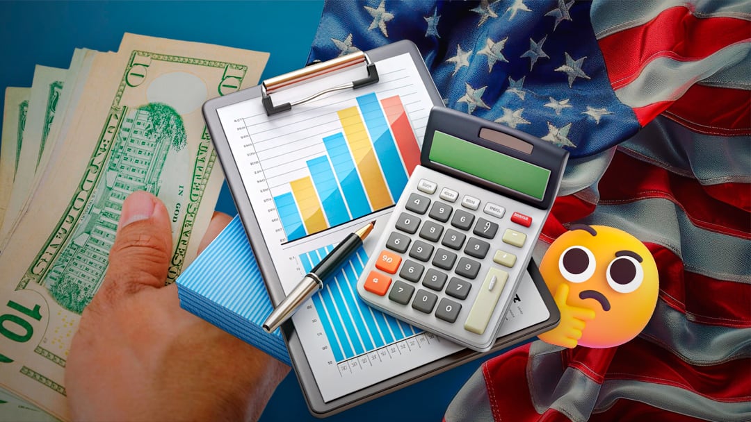 Calculadora y billetes de dólares, hace referencia a las remesas de Estados Unidos