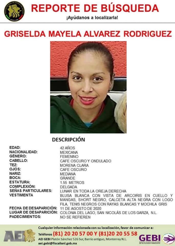Ficha de búsqueda de Mayela Álvarez