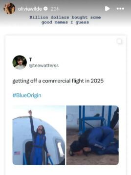 Olivia Wilde critica el viaje al espacio de Katy Perry