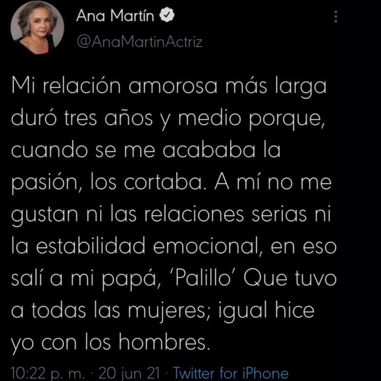 Tweet de Ana Martín.