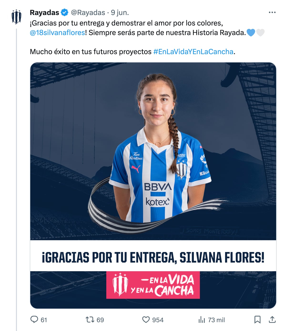 Silvana Flores es baja de Rayadas