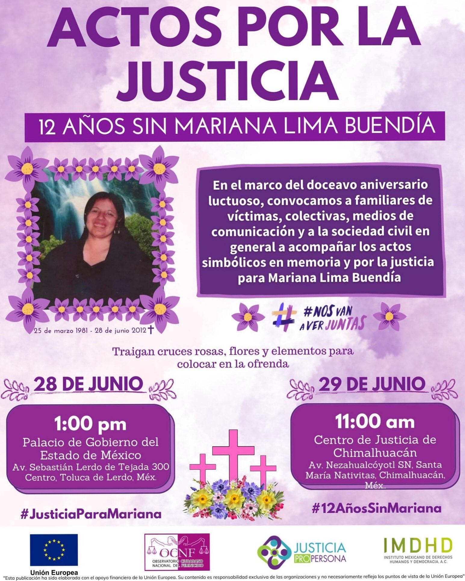 Protestas a 12 años sin justicia para Mariana Lima Buendía