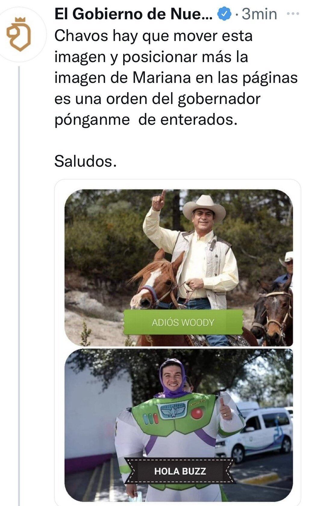 Tuit del gobierno de Nuevo León