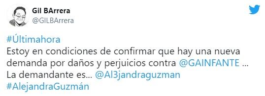 Alejandra Guzmán demanda a Gustavo Adolfo Infante