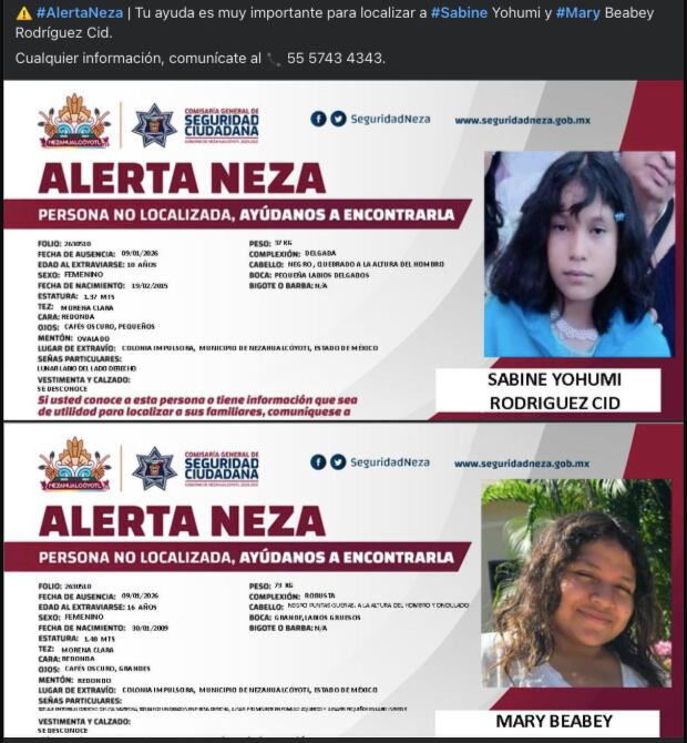 Niñas desaparecen en Nezahualcóyotl