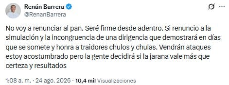 Renán Barrera renuncia al CEN del PAN