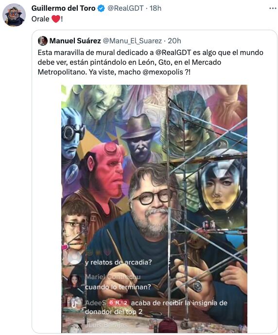 Guillermo del Toro reacciona al mural en su honor en León, Guanajuato