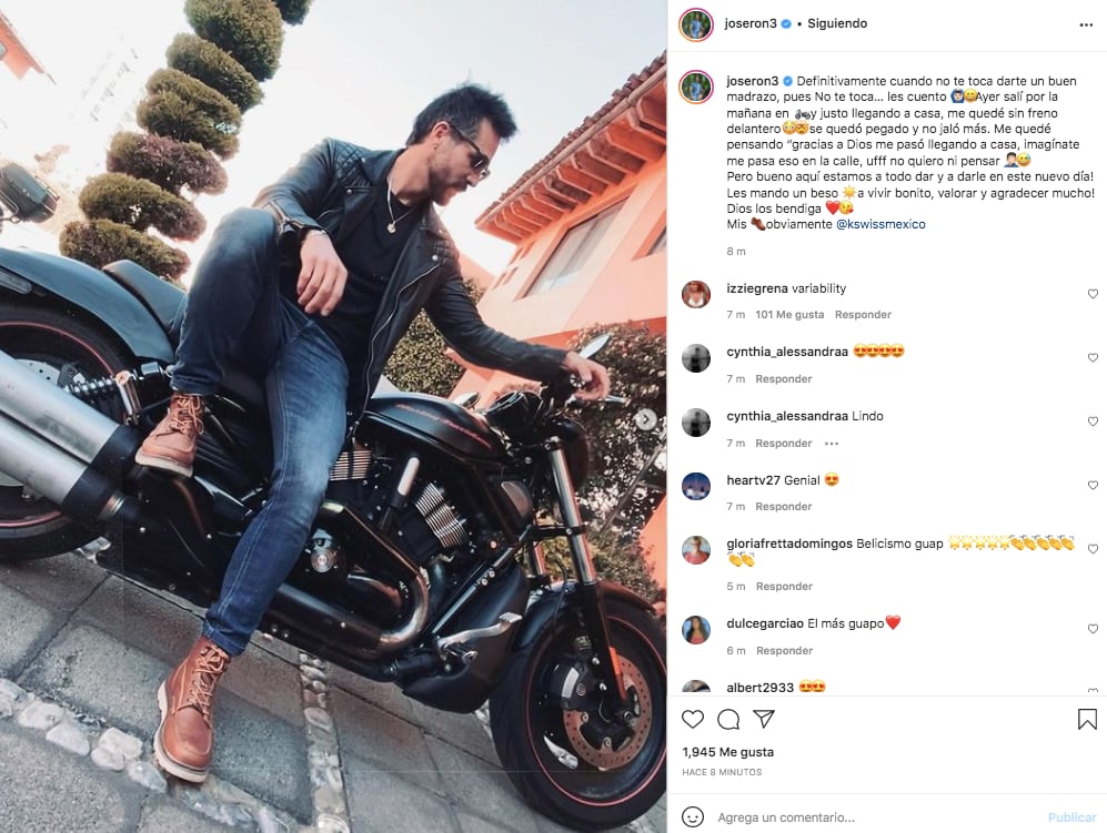 José Ron libre accidente de motocicleta