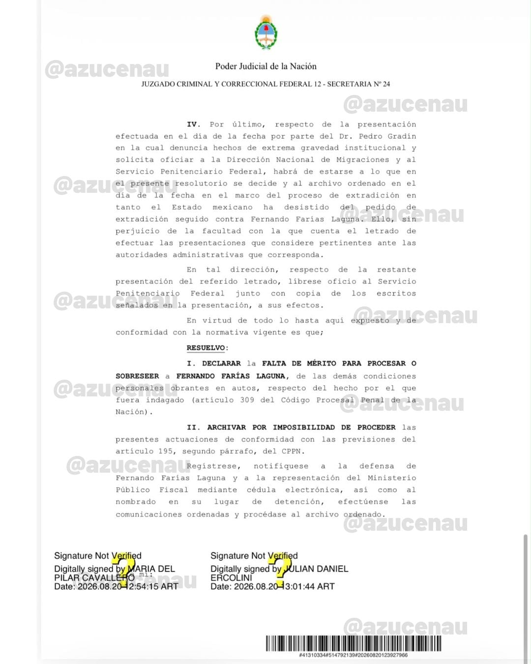 Fernando Farías Laguna dejará el penal de Ezeiza tras autorización de Argentina