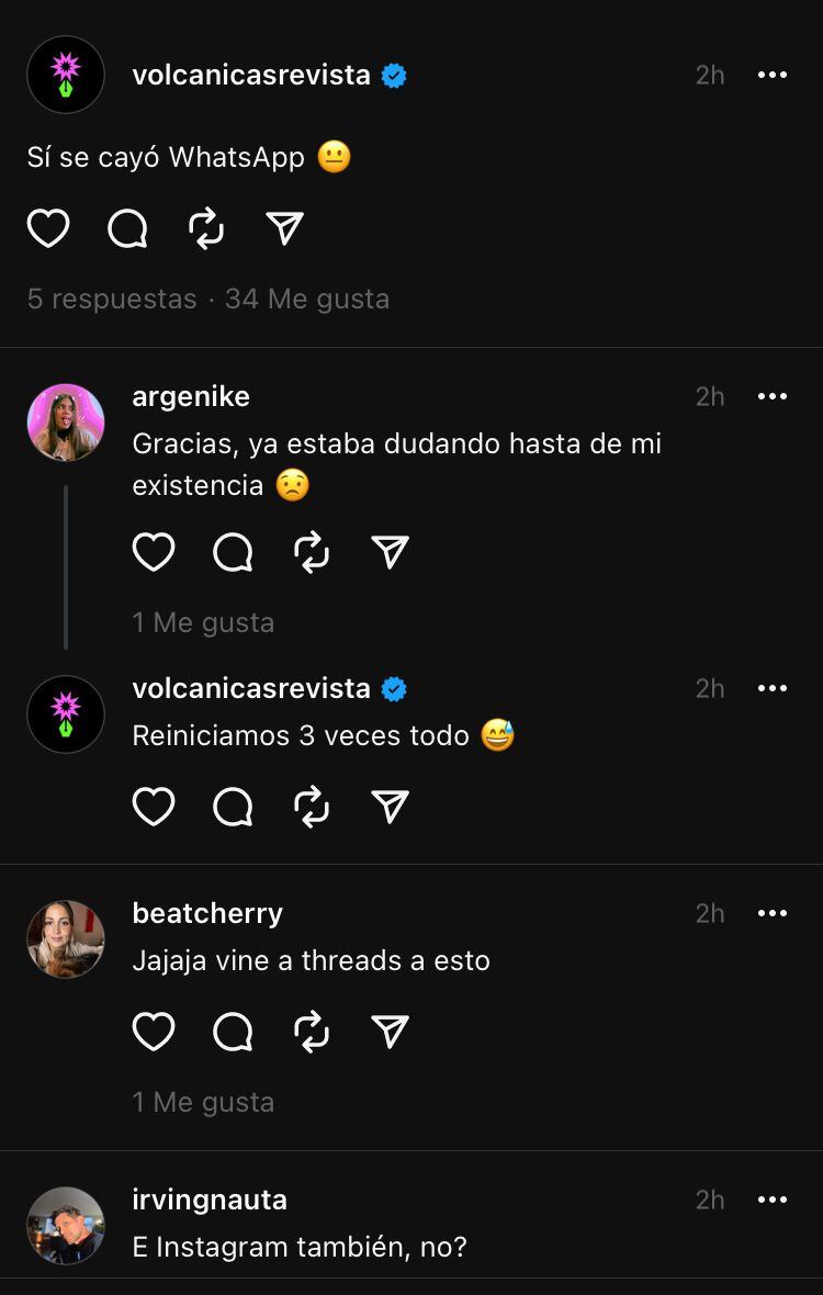 Memes en Threads por caída de WhatsApp