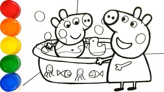 Dibujos de George Pig de vacaciones para colorear