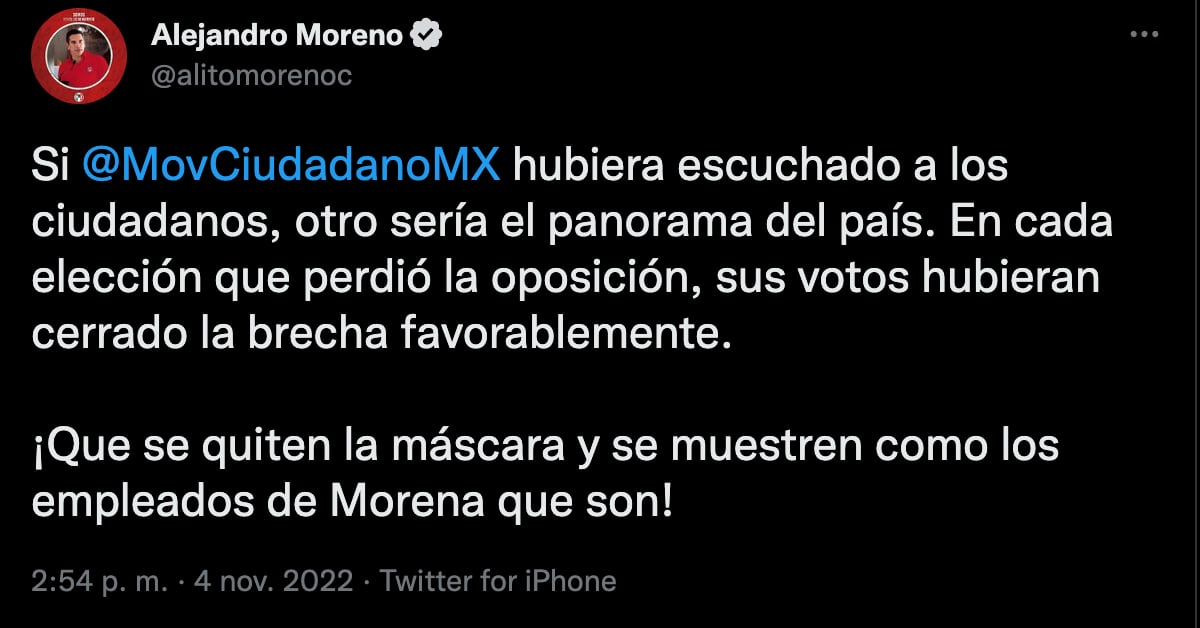 Alejandro Moreno: Movimiento Ciudadano es un títere de Morena