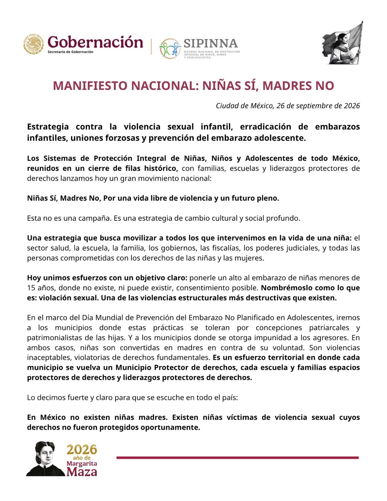 7 mil 887 niñas fueron madres en México durante 2025