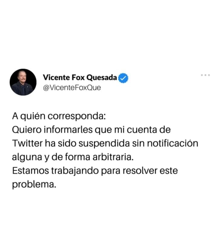 Vicente Fox sobre su cuenta de X