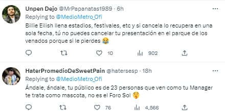 Reacciones a la crítica de Medio Metro a Billie Eilish por suspender concierto en el Foro Sol por lluvia