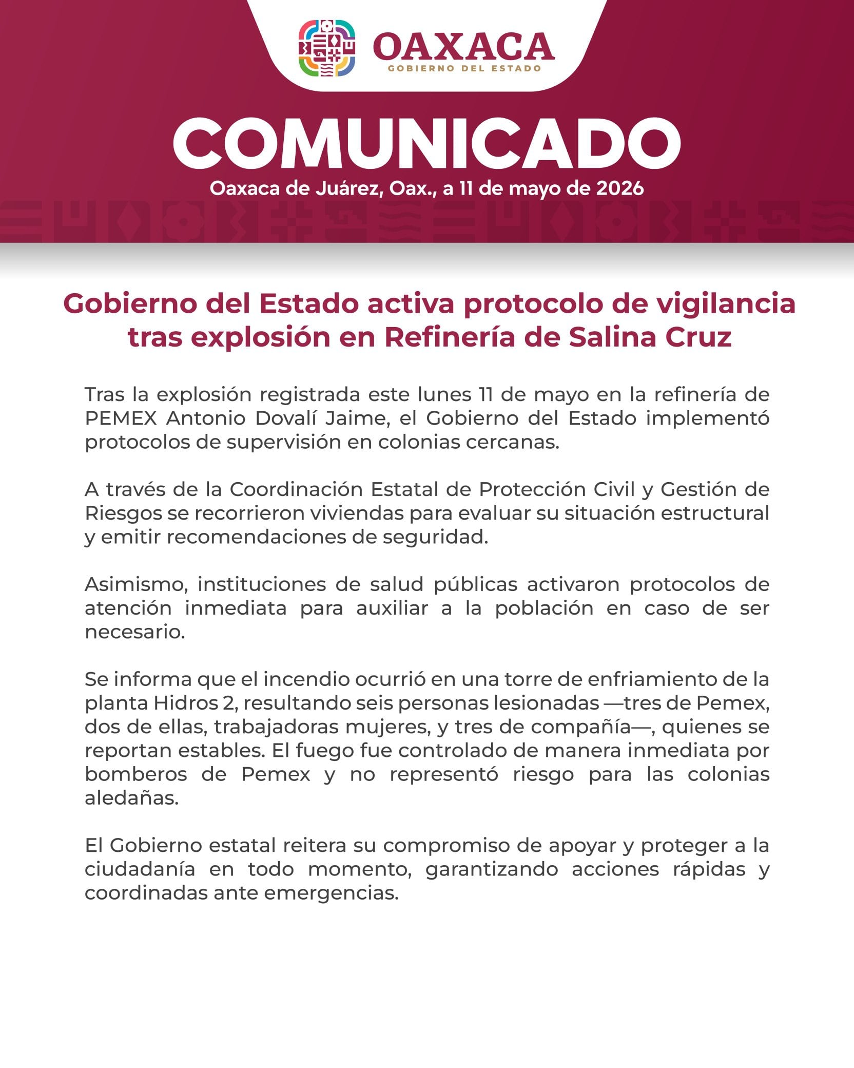 Explosión en refinería de Salina Cruz