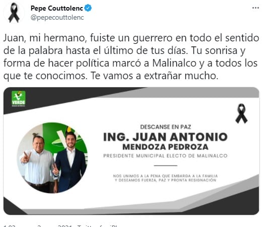 Lamentan muerte del alcalde electo de Malinalco