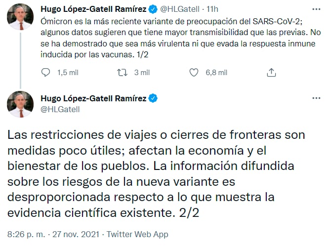 Hugo López-Gatell sobre Omicro /@HLGatell