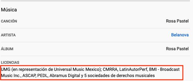 Derechos de autor de Belanova para Rosa Pastel.