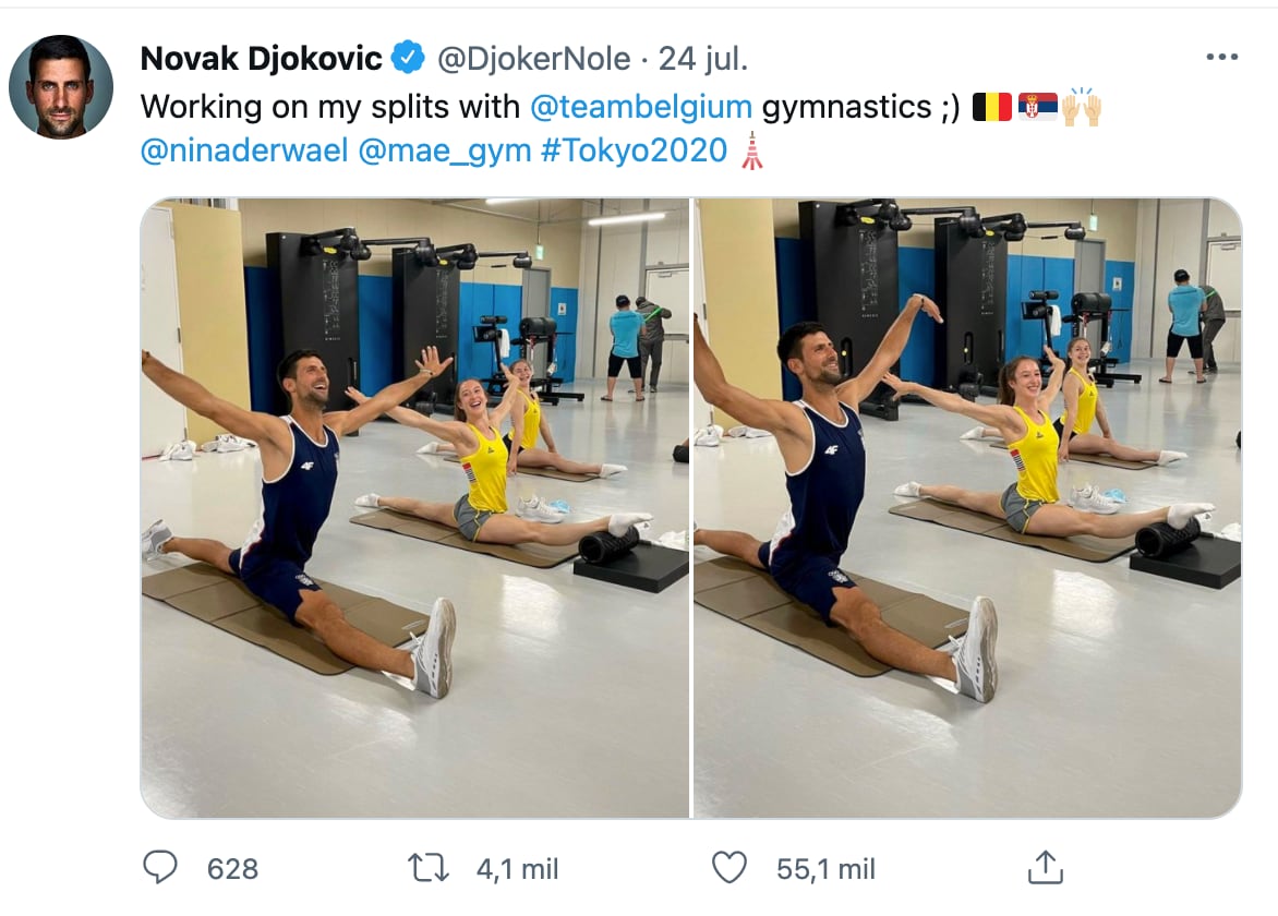 Novak Djovak se toma fotos con gimnastas