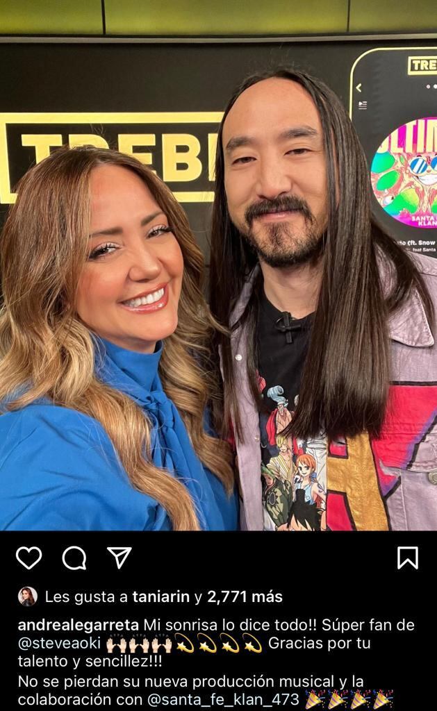 Andrea Legarreta y Steve Aoki