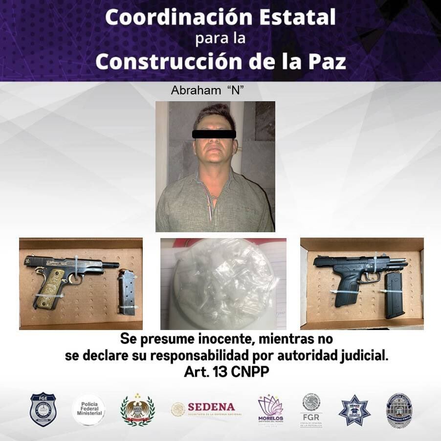 Detención de Abraham "N" alias "El Tacón" presunto aliado de "Los Rojos"/FGE de Morelos