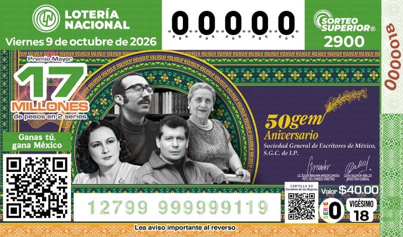 SOGEM celebra 50 años con billete conmemorativo de Lotería Nacional