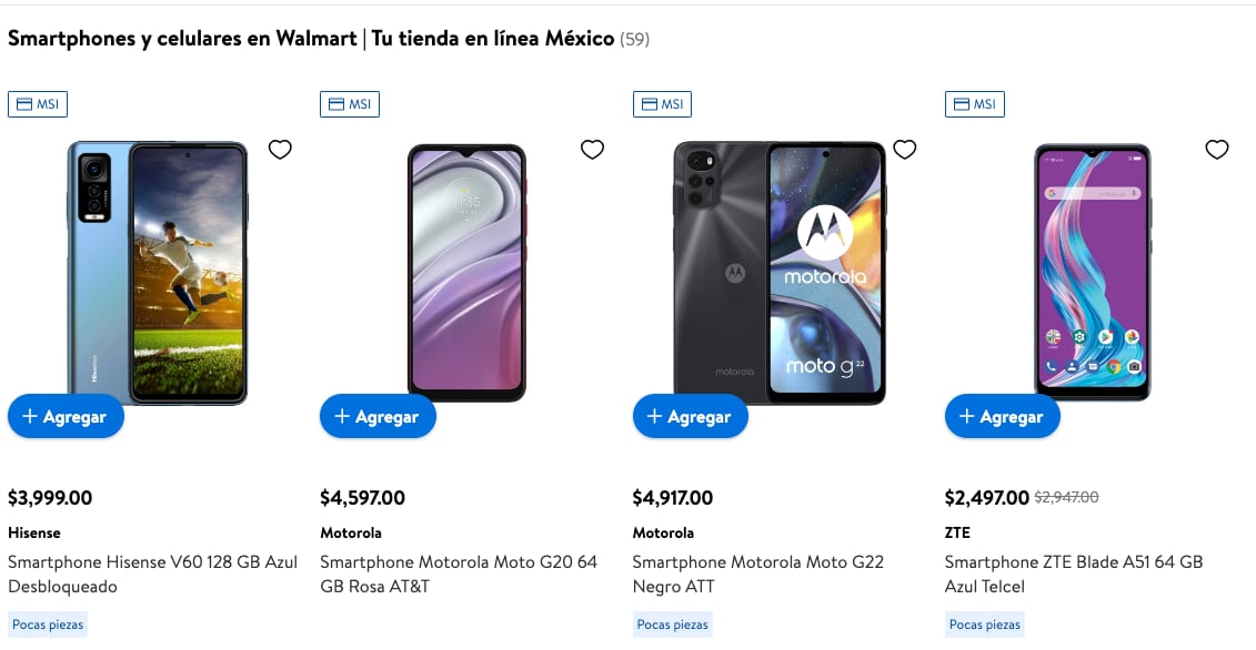 Estos celulares se encuentran hasta en 5 mil pesos en Walmart