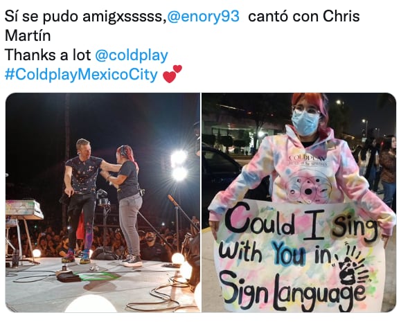 Fan canta en lenguaje de señas junto a Coldplay