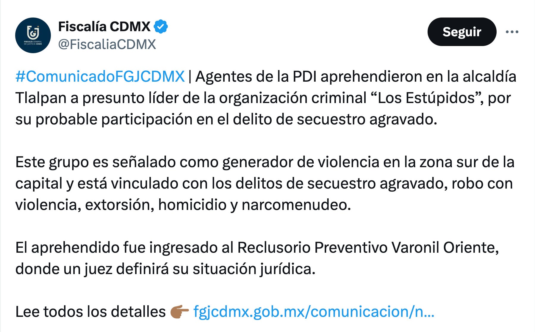 Cae Luis Alberto N líder de "Los Estúpidos"