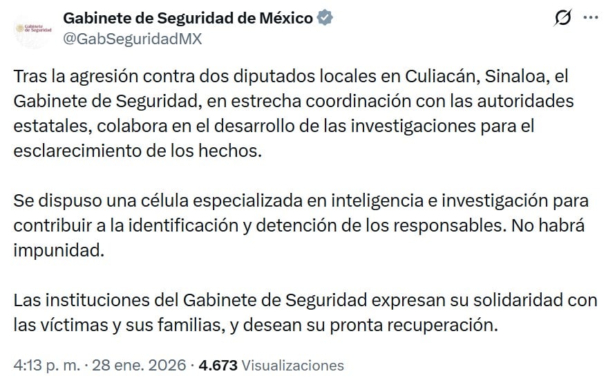 Gabinete de Seguridad investigará ataque contra diputados de MC