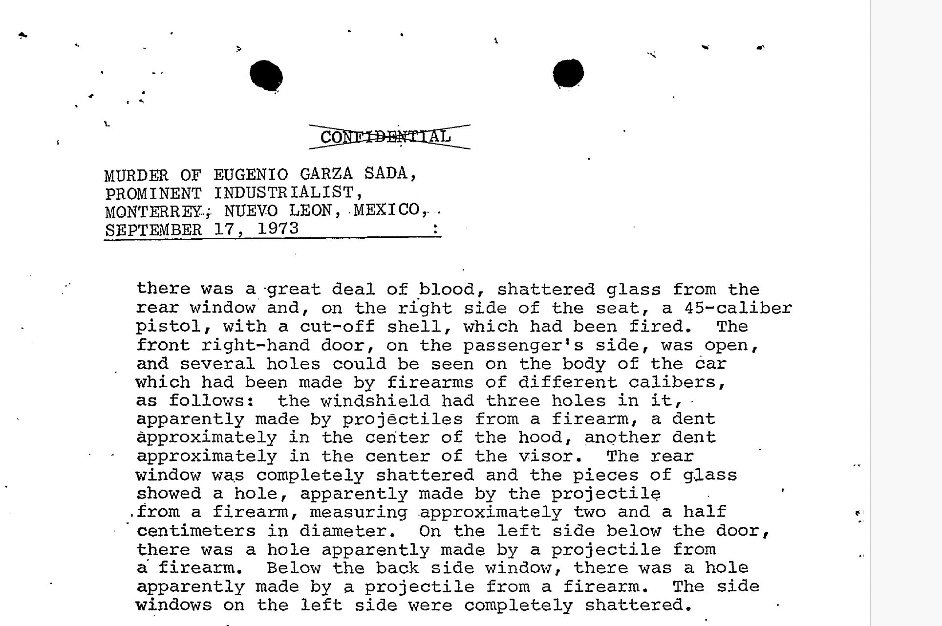 Investigación del FBI sobre asesinato de Eugenio Garza Sada