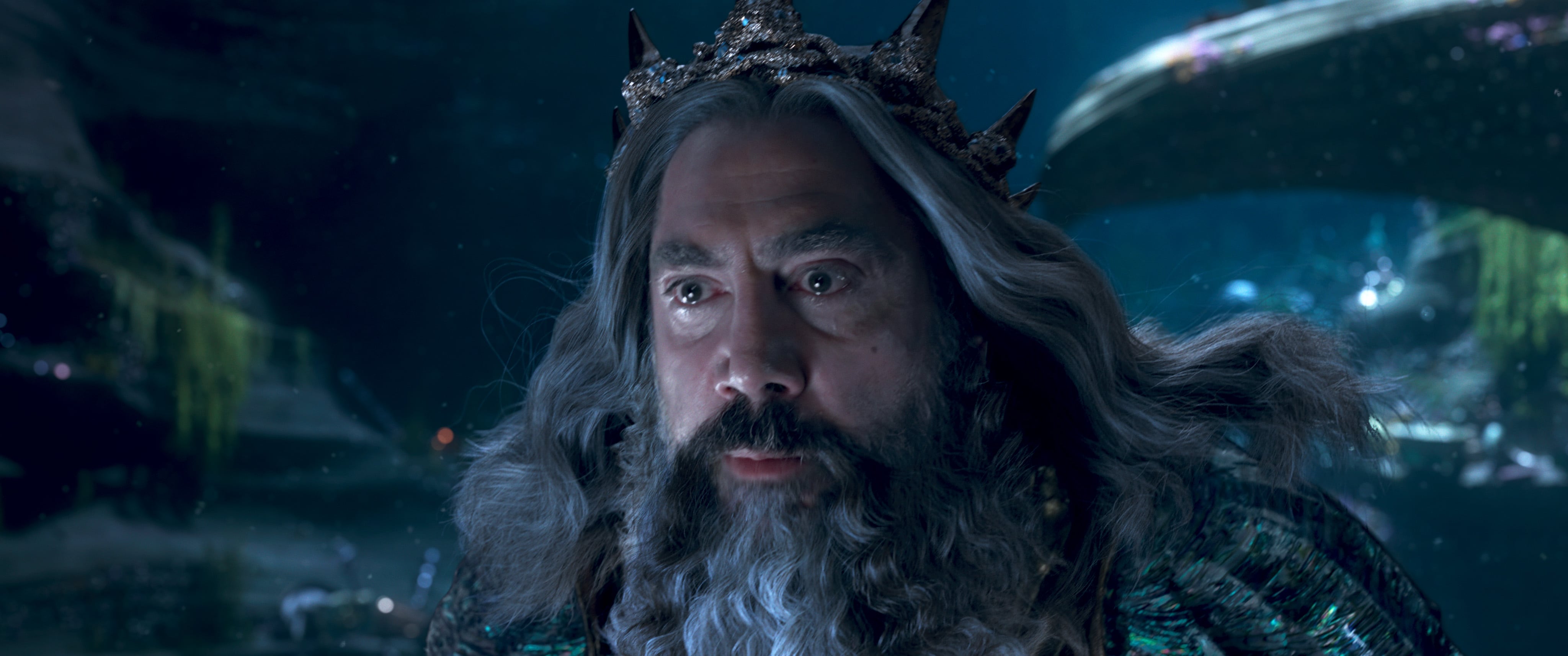 Javier Bardem como el Rey Tritón en el live-action de La Sirenita